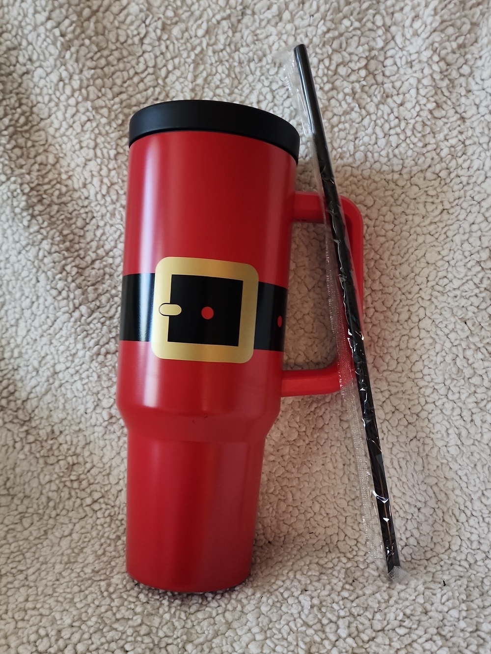 Hallmark Red Santa Belt Travel Mug with Handle